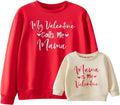 Karuedoo Mommy and Me Valentines Outfits Family Matching Shirts Letter Print Crewneck Long Sleeve Sweatshirt Pullover Top