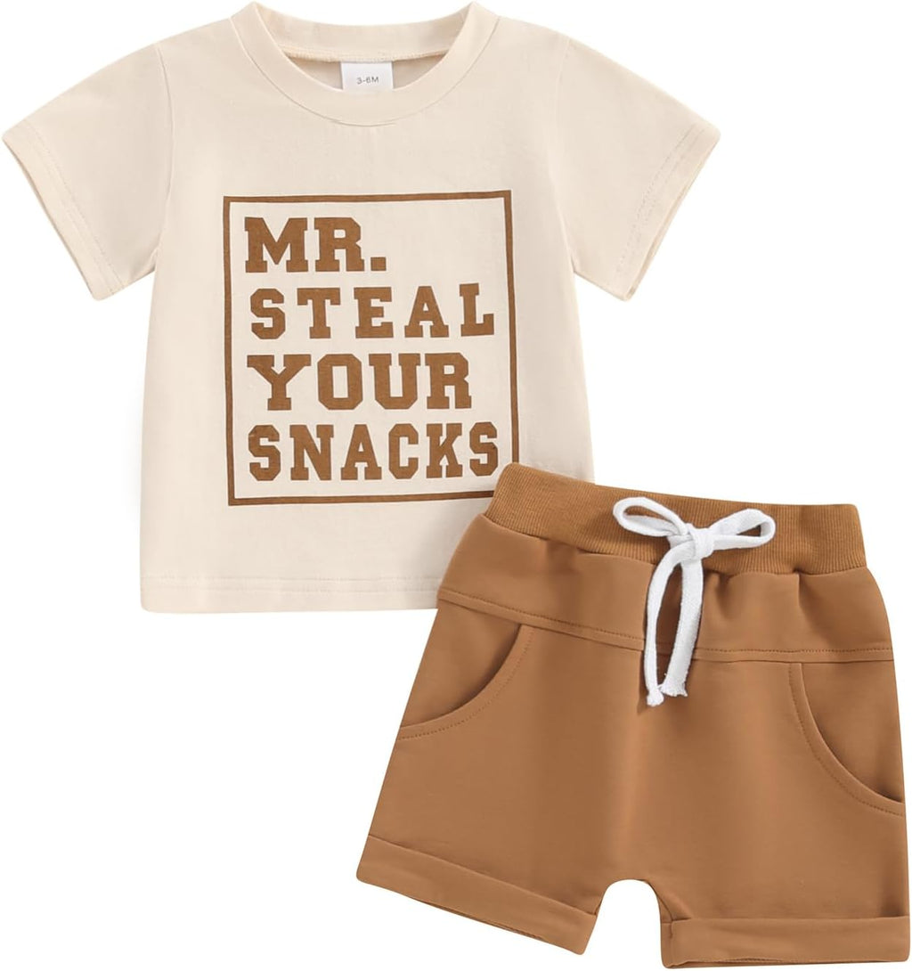 BemeyourBBs Toddler Baby Boy Summer Clothes Funny Letter T Shirt Elastic Waist Pockets Shorts Set 2 Piece Outfit