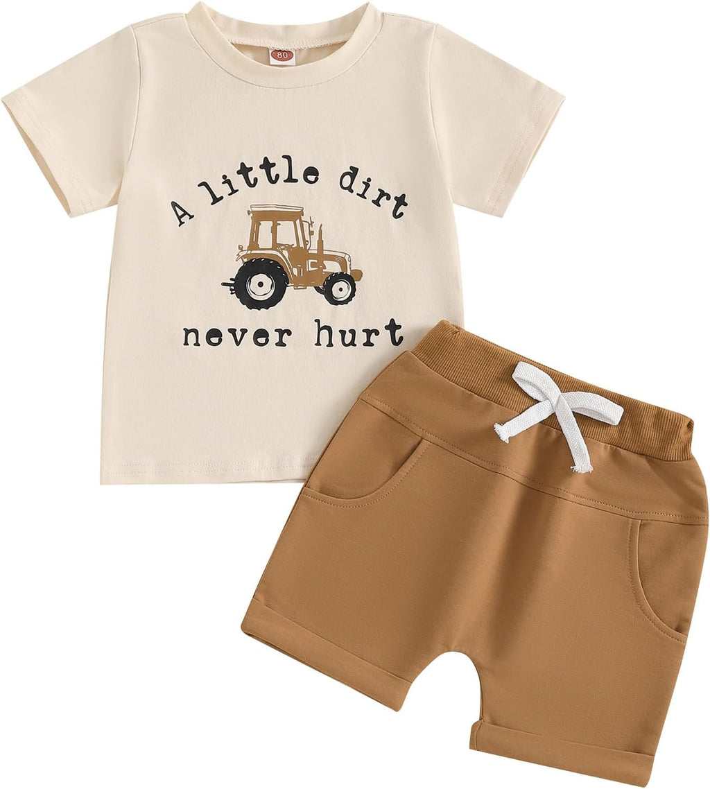 BemeyourBBs Toddler Baby Boy Summer Clothes Funny Letter T Shirt Elastic Waist Pockets Shorts Set 2 Piece Outfit