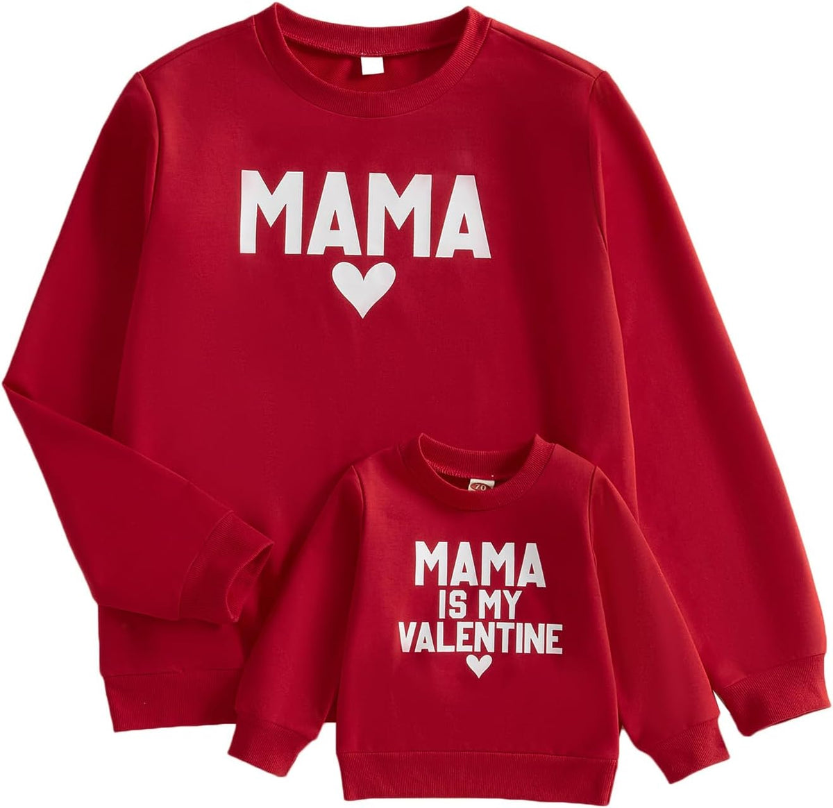 Karuedoo Mommy and Me Valentines Outfits Family Matching Shirts Letter Print Crewneck Long Sleeve Sweatshirt Pullover Top