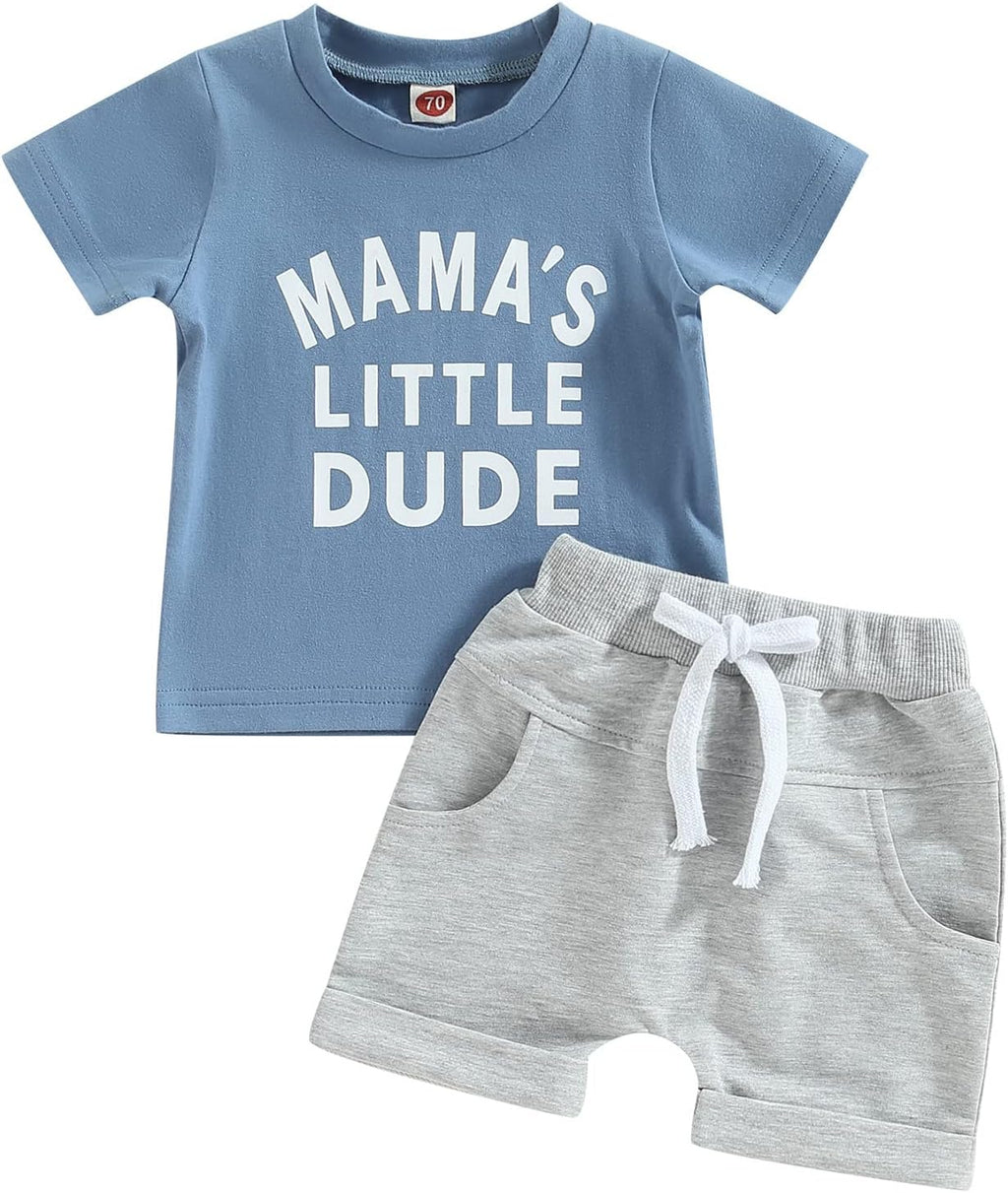BemeyourBBs Toddler Baby Boy Summer Clothes Funny Letter T Shirt Elastic Waist Pockets Shorts Set 2 Piece Outfit
