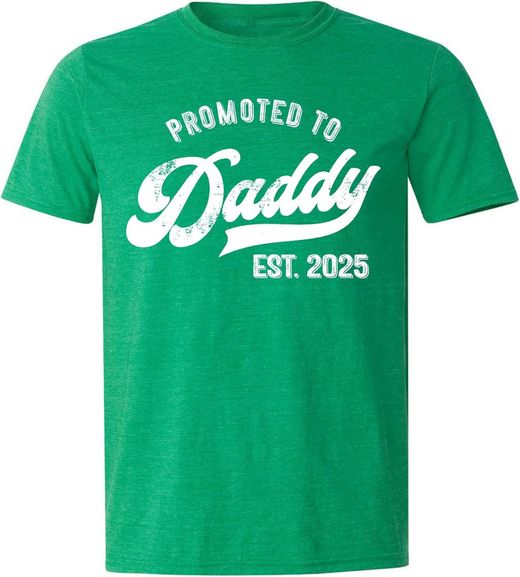 Promoted to Daddy 2025 T-Shirt Funny Humor New Dad Baby Family First Time Fathers Day Shirt