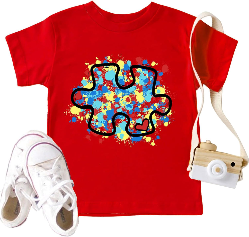 Autism Awareness Shirt Kids Puzzle Piece Autism Support Graphic T-Shirt Toddler Boys Girls Autistic Tops