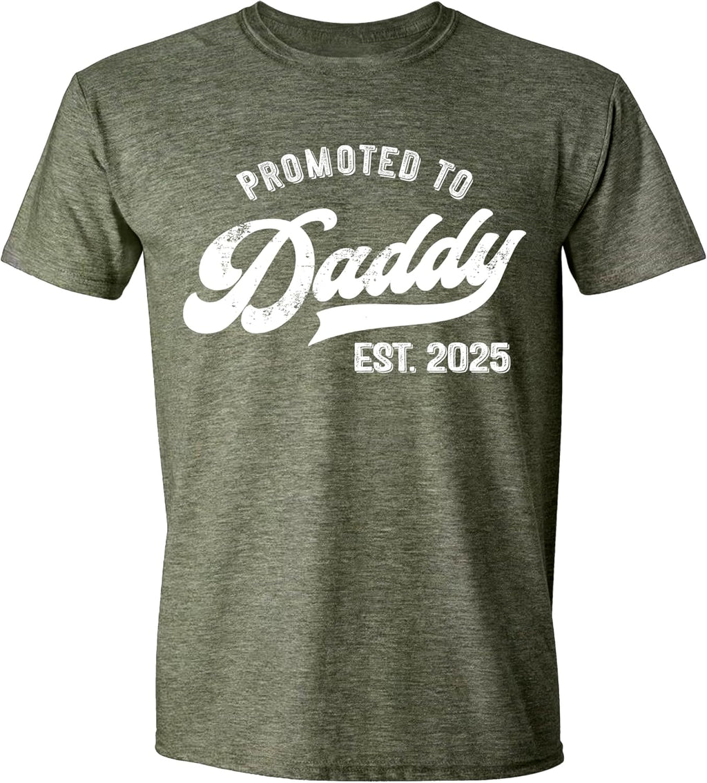 Promoted to Daddy 2025 T-Shirt Funny Humor New Dad Baby Family First Time Fathers Day Shirt