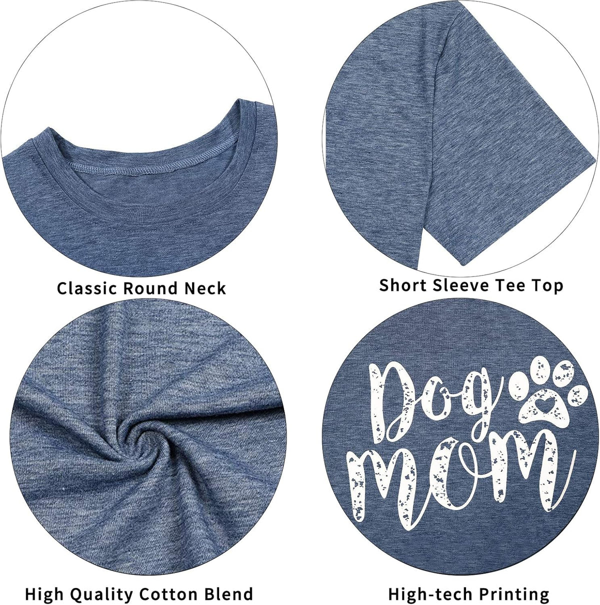 Dog Mom Tshirts for Women Funny Dog Paw Graphic Print Short Sleeve O Neck Mom Shirt Mother Shirt
