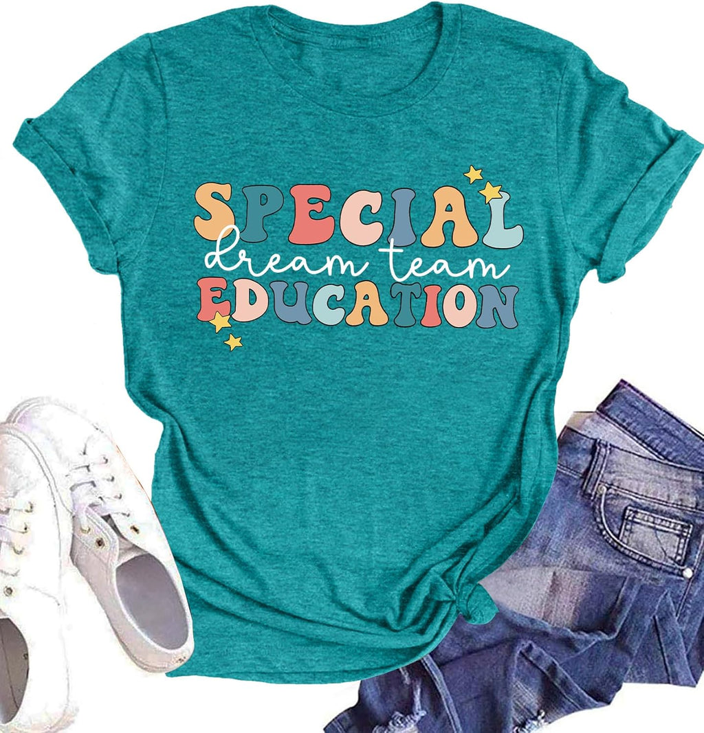 Special Education Teacher Shirts for Women SPED Teachers Graphic T-Shirts Teaching Life Gift Short Sleeve Tee Tops