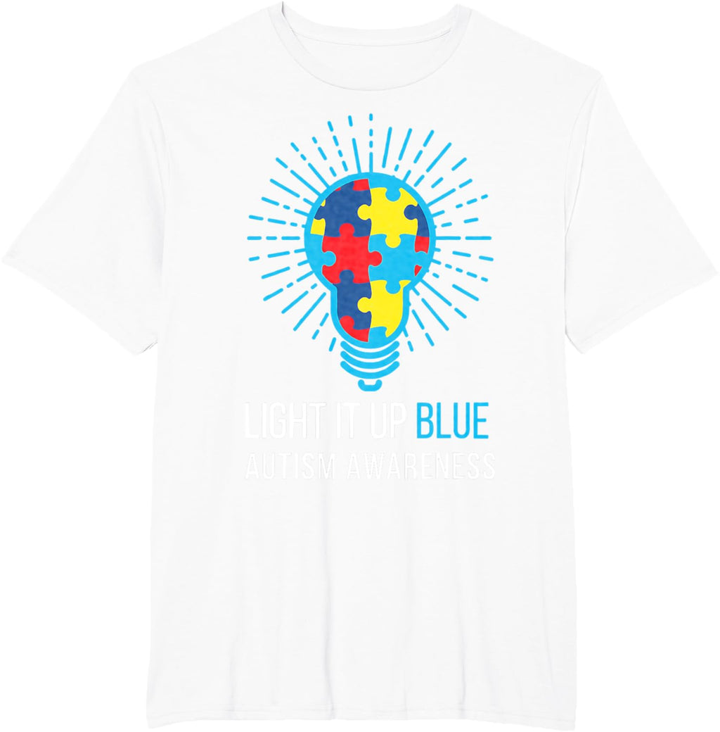 Light It Up Blue Autism Awareness Ribbon Puzzle Pieces