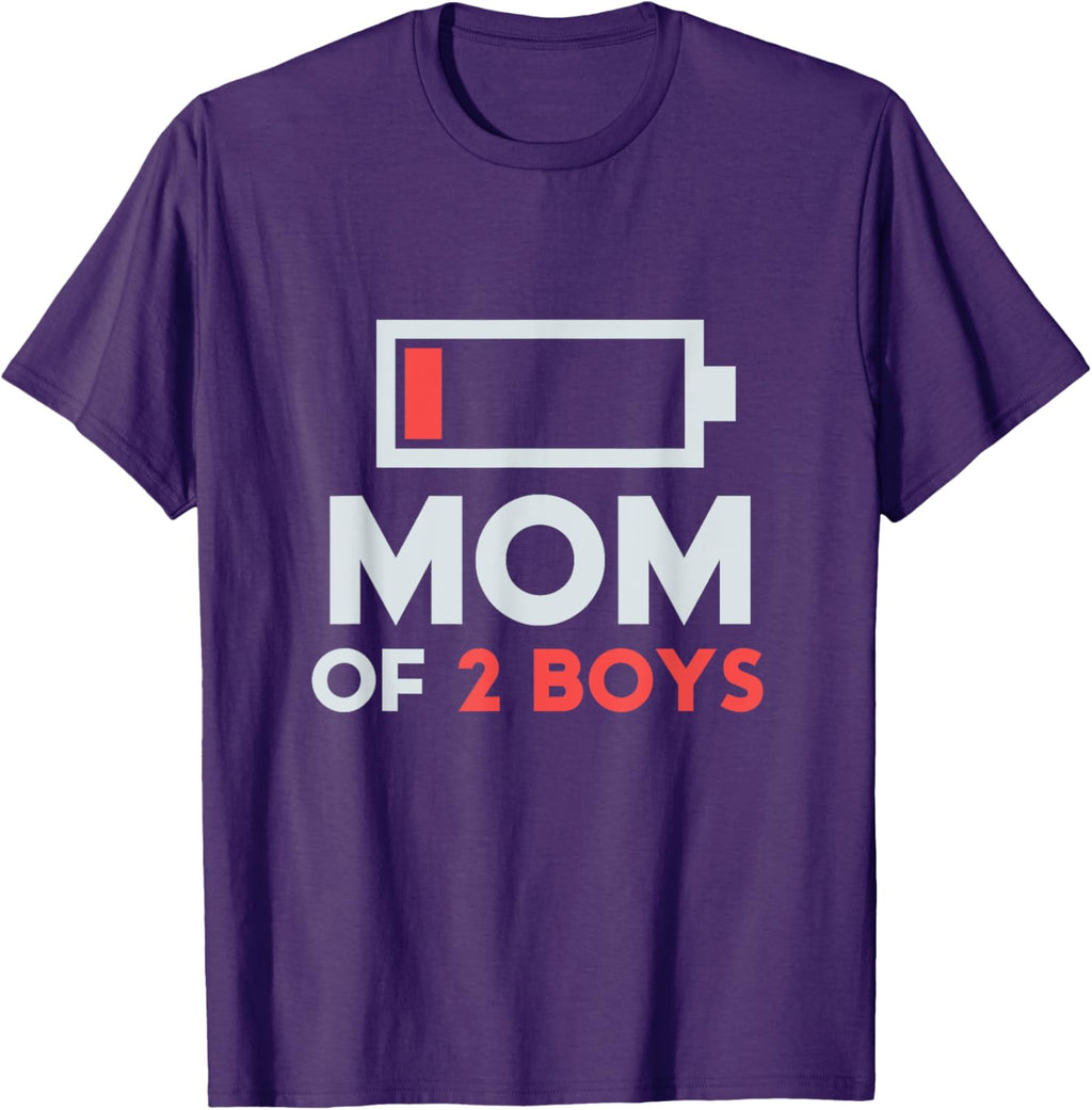 Mom of 2 Boys Gift from Son Mothers Day Birthday Women Mother Shirt