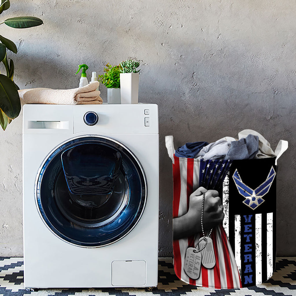 U.S. Air Force Veteran US Flag Laundry Basket